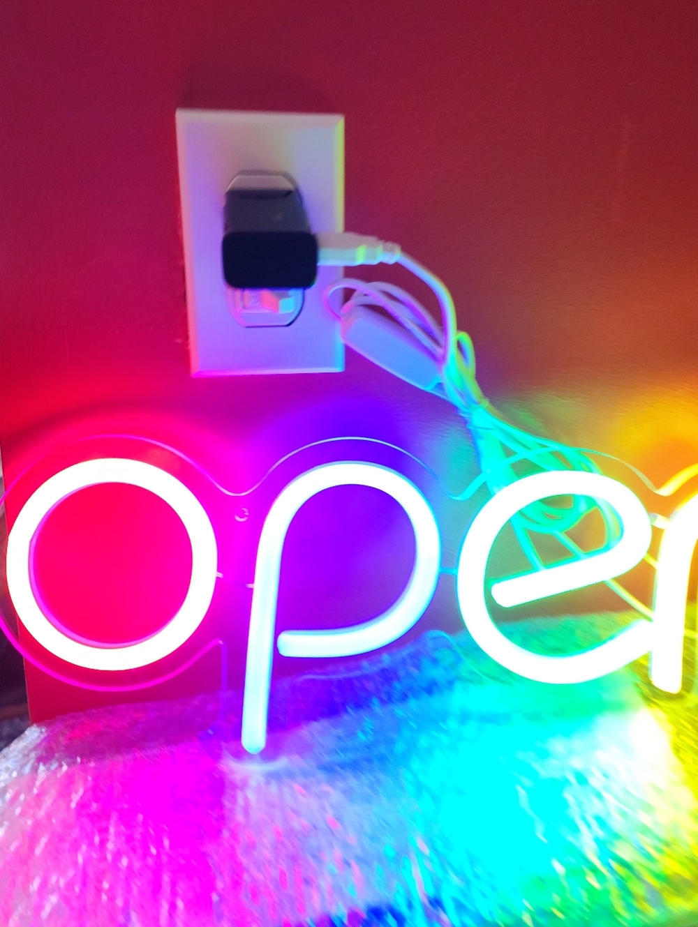 OPEN COLORFUL LED LIGHT SIGN 16.5" X 6"